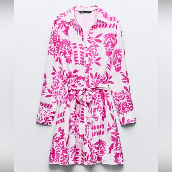 Zara Dresses & Skirts - Zara Floral Button Down Shirt Dress